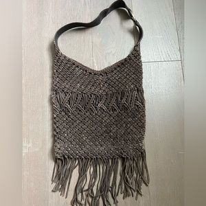 lucky leather brown fringe bag